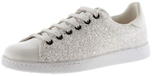 victoria Basket Tenis Glitter & Detalles Metalizados & Cordones Al Tono 112558 para Mujer Blanco 40