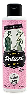 PETUXE Champú para Perros y Gatos de Pelo Blanco Matiza Tonos Amarillentos | Suaviza, Hidrata y Aporta Brillo con Aloe Vera | Ingredientes Naturales | 200 ml