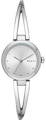 DKNY Zegarek damski Crosswalk, trzy wskazówki, stal nierdzewna, koperty 26 mm, Srebrny