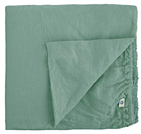 Linen & Cotton Weicher Griff Spannbettlaken Spannbetttuch Bettlaken mit Gummizug Alicia -100% Leinen Gewaschen, Mint Grün (140 x 200 cm) Laken Leintuch Betttuch Hoch Bettwäsche Bett Doppelbett Sommer