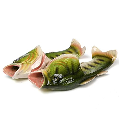 Uniqstore Sandalias masculinas para niños jóvenes zapatillas de pescado zapatillas de pescado creativo estilo playa zapatos de simulación de pescado playa, verde, 32/33 EU