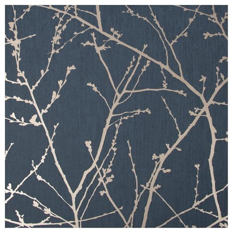 Superfresco Easy Innocence Branch Navy & Copper Metallic Wallpaper- Paste The Wall – Navy & Copper Metallic - Traditional Tree Design