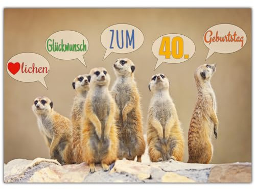 BREITENWERK A4 XXL 40 Geburtstag Karte ERDMÄNNCHEN mit Umschlag - edle Geburtstagskarte - Glückwunschkarte zum 40. Geburtstag für Frau & Mann