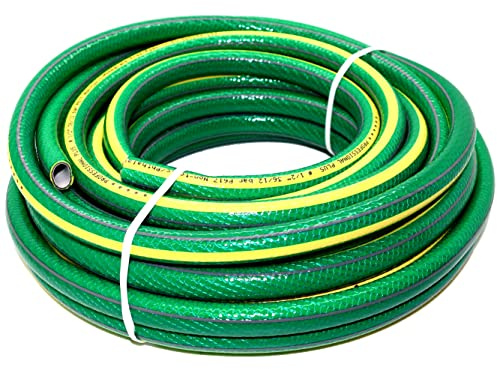 50 m / 164 ft Garden Hose Pipe - 1/2 Kink-Free 6-Layer Reinforced Non-Toxic Phthalate-Free PVC Hosepipe - Heavy-Duty Outdoor Watering Tube for Garden, Lawn, Greenhouse, Irrigation, Car Wash - Green