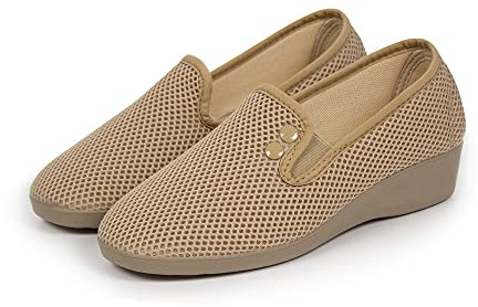 N/S Zapatillas de Casa Mujer Verano | Calzado Transpirable de Rejilla con Cuña | Zapatos Abiertos sin Cordones | Suela Antideslizante de Caucho | Hecho en España | Tallas Disponibles 35 a 41