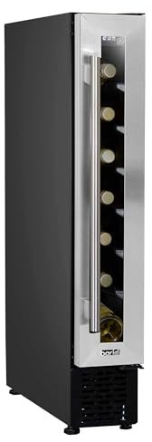 Baridi 7 Bottle 15cm Slim Wine Cooler with Digital Touch Screen Controls, Stainless Steel - DH77