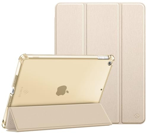 Fintie Hülle für iPad 9. Generation 2021/8. Gen 2020/7. Gen 2019 10.2 Zoll mit Stifthalter, ultradünne leichte Schutzhülle mit transparenter Rückseite und Auto Schlaf/Wach Funktion, Beige