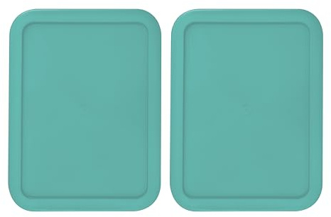 Replacement Lids fits Pyrex 11-Cup Glass Food Storage Container Bowls, (9.75 x 8-Inch) Plastic Rectangle Lids Covers for Pyrex 7212-PC, Airtight & Leakproof (2-Pack, Turquoise)