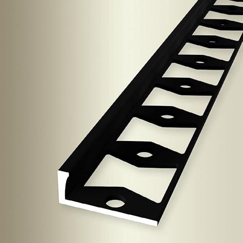 PROVISTON | Abschlussprofil | Breite: 22.5 mm | H?he: 10.3 mm | L?nge: 2500 mm | Aluminium pulverbeschichtet | Doppel-K-Profil | Schwarz | Geschlossen Gestanzt