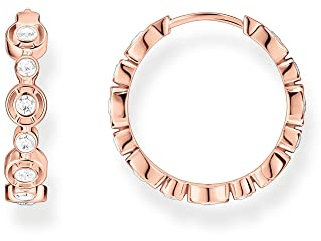Thomas Sabo Damen Creolen Kreise in der Farbe Rosé aus 925 Sterlingsilber mit 750 Roségold Veredelung mit Zirkonia, Größe: 20x4mm, CR714-416-14