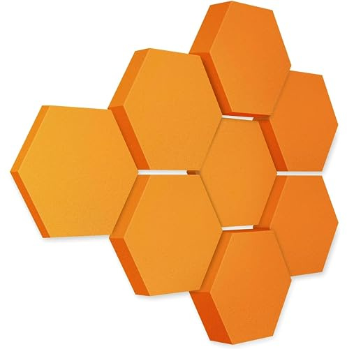platino24 Akustikpaneele 8 Elemente Edition LOFT 3D I Ø 300mm Akustikplatten Schalldämmung Wand & Decke I Akustikschaum Schall-Absorber aus Basotect 30-70mm mit Akustikbeschichtung Farbe: Juice
