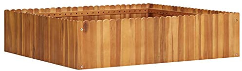 BULANED Garten-Hochbeet, Palettenrahmen, Hochteich, Gemüsebeet, Kräuterregal Balkon, Blumenbeet, Kräuterspirale, Tomatenbeet, Pflanzhochbeet, 100 x 100 x 25 cm Massivholz Akazie