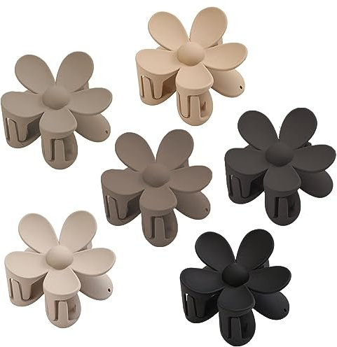 XIXKOLYU® 6 Stück Blumen-Haarspangen, matte Haarklammern, große Krallenklammern für dickes Frauenhaar, große süße Gänseblümchen-Haarklammern, rutschfester