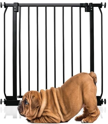 Bettacare Puerta Elite a Presión para Perros, 71cm - 80cm, Negra Mate, Puerta para Mascotas con Ajuste a Presión para Perros y Cachorros, Instalación Fácil