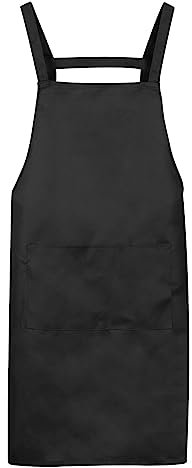 QUARKZMAN H Stil Schürze Küche Kochen Schürzen Lang Künstler Malschürze mit 2 Seitentaschen für Zuhause Küche Restaurant Handwerk Garten Kochen Schwarz