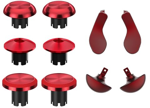 Hzxkqmil Metal Thumbsticks for PS5 Edge Controller, 6 Joystick Analog Sticks 4 Back Paddles Triggers Buttons Replacement Accessories for Ps5 Edge Controller, Red