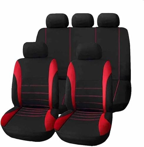 Sitzbezüge Auto Set für Ford Fiesta MK7 2011-2017, Autositzbezüge Seasons Protectors Schonbezüge Sitzschoner Innenraum Zubehör,E-Red