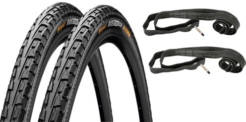2X Fahrradreifen Drahtreifen Continental Ride Tour 1.60 x 28 Zoll Pannengürtel 42-622 + Schlauch AV/DV/SV Ventil, auch E-Bike bis 25km/h (DV I Dunlopventil)