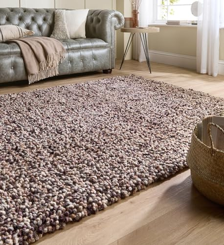 Lord of Rugs Dicker, röhrenförmiger Hochflorteppich für Wohnzimmer, Schlafzimmer, handgewebt, modern, klassisch, weich, flauschig, luxuriös, Wolle, Naturcreme, groß, 160 x 230 cm