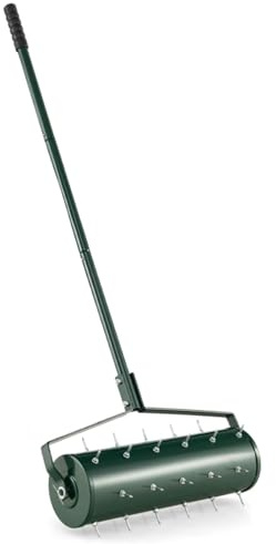 RELAX4LIFE Rasenbelüfter, Rasenlüfter aus Metall, Rasenrolle mit 44cm/53cm Breite, Handvertikutierer mit Nägeln & Gummigriff für verdichtete Böden Rasenpflege (Grün, 53 x 130 cm)