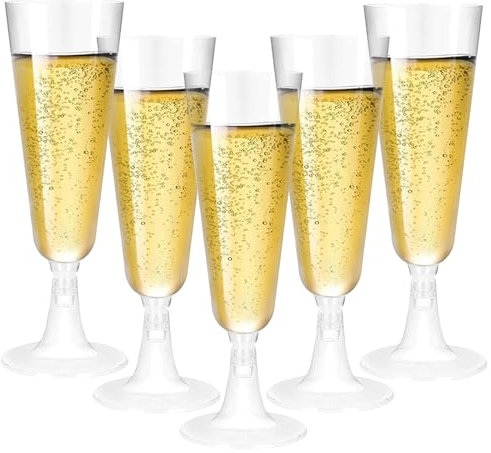 Luckwaii 60 bicchieri da spumante, trasparenti, riutilizzabili, 150 ml, per cocktail, matrimoni, feste, cene
