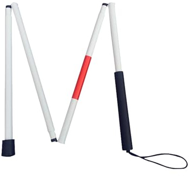 Bastone Non Vedenti,Bastone Cieco,Bastone cieco Pieghevole Alluminio,Canna Cieca Pieghevole,Bastone Cieco in Lega di Alluminio,Bastone da Passeggio per Ciechi,Bastone Cieco Portatile,4 Sezioni,124cm