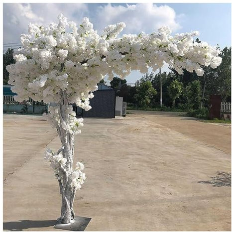 Künstliche Kirschblütenbäume, Weißer Baum Bogen Mit Gefälschten Blumen Bäume Stängel Aus Echtem Holz Perfekt Für Garten, Party, Hochzeit Dekor (Farbe : Weiß, Größe : 1.8x1.3m)