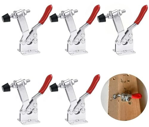 5 Stück Schnellspanner GH-201-B, Kniehebelspanner, Haltekraft Waagrechtspanner, Haltekraft Waagrechtspanner, Anti-Rutsch Knebelklemme Handwerkzeuge, Clamp Handwerkszeug 90Kg/198Lbs Fassungsvermögen