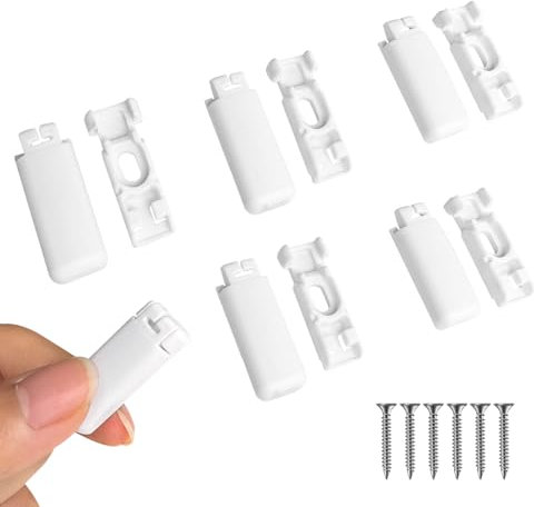 6Kit 12 Stück Plissee Ersatzteile Set Klemmträger Zubehör, Spannschuhe für verspannte Plissees, für Klebeträger und Stick & Fix Front Klebeplatten - weiß