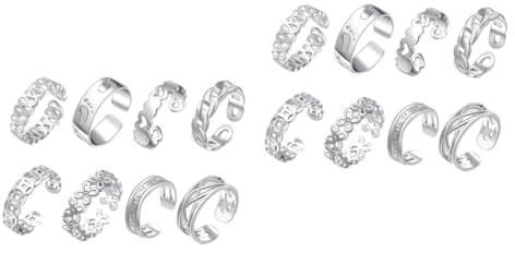 VALICLUD 16stücke Teiliges Verstellbarer Zehenringe Für Damen Elegante Fußschmuck-accessoires Silberbeschichtung Für Sommer Und Strandmode