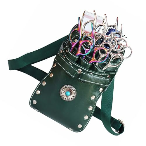 Friseur Hüfttasche, Retro Friseur Scherentasche, Scheren Holster, Friseurtasche Werkzeugtasche Haustier Groomer Scheren Tasche für Salon (dunkelgrün)