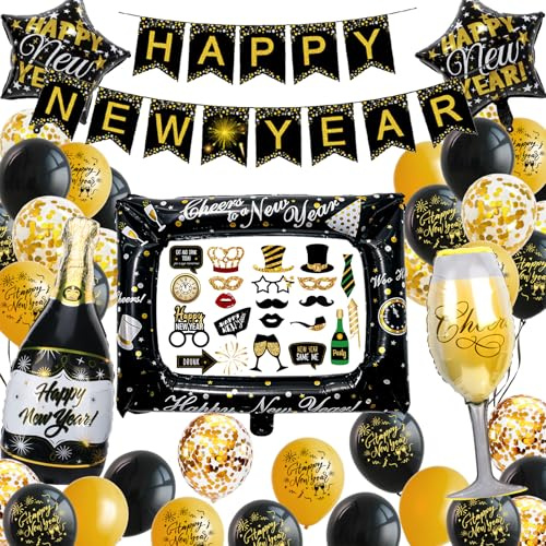 Decorazioni Capodanno 2026, Gadget Capodanno 2026, Happy New Year 2026, Accessori Foto Booth, Palloncini Giganti
