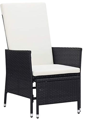 ShGaxin Garten-Liegestuhl mit Auflage, Gartenliege, Liegestuhl, Sonneninsel Outdoor, Sonnenstuhl, Gartenmöbel, Bäderliege, Relaxliege, Terrasse,n Poly Rattan Schwarz