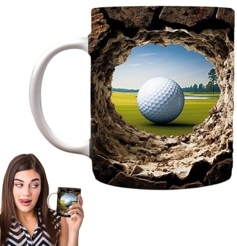 da caffè da golf – da tè in ceramica in porcellana lavabile in lavastoviglie | da caffè unica durevole per cioccolata calda, creativa dal design golf, elegante da tè