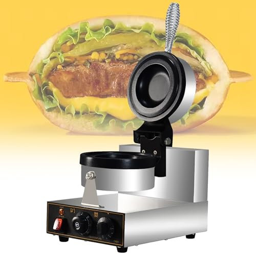 VNATWGOO UFO Burger Maker Machine, Commercial Gelato Panini Press Machine, Ice Cream Filling Waffle Maker, Double-Sided Heating Burger Maker,110V