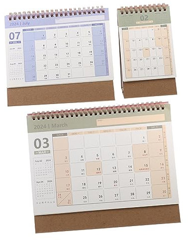Tofficu 3stücke Tischkalender Flip Kalender Mit Notizseiten Für Zuhause Büro Schule Dekorative Tischkalender Heimkalender
