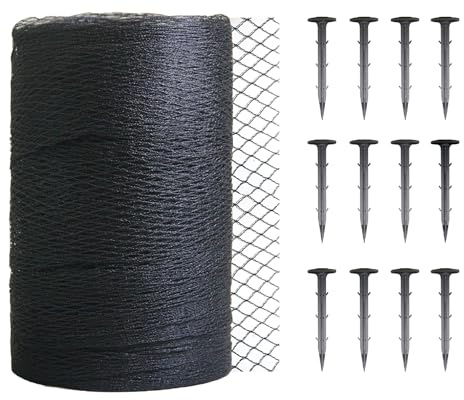 Gegaden Teichnetz Feinmaschig 7.62x7.62m（58m²） Vogelschutznetz - Schwarz Teichnetz mit 12 Bodenankern | Witterungs- & UV-beständig | Laubnetz, Obstbaumnetz, Gartennetz