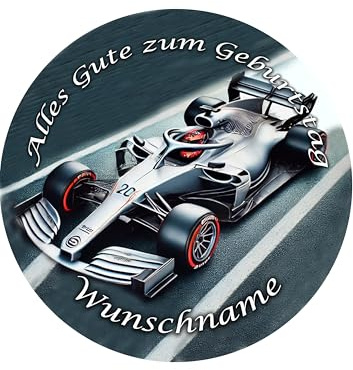 Tortenbild Formel 1 Rennwagen mit Wunschname, Ø 20cm, 00667 | Zuckerbild, Essbares Foto, Tortenaufleger, Cake Decoration Fondant, Super Qualität
