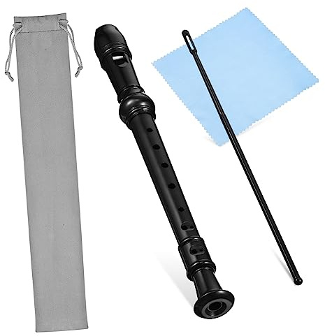CORHAD 1Satz Sopranblockflöte mit Putzstock Reinigungstuch und Schutztasche Flöteninstrument für Anfänger Englischer Notenblätter und Stilvollem Design
