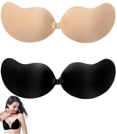 JUKOTA 2 Pares Sujetador Invisible, Sujetador Adhesivo Push Up, Sujetadors Sin Espalda Reutilizable, Sticky Bra, Copa Invisible