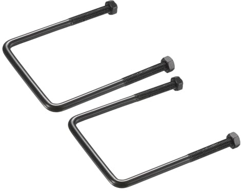 sourcing map 2 juegos de pernos en U cuadrados M8, 80 mm, ancho interior de 120 mm de largo, perno de abrazadera en U de acero inoxidable 304 galvanizado con tuercas para automóvil, remolque, sendero