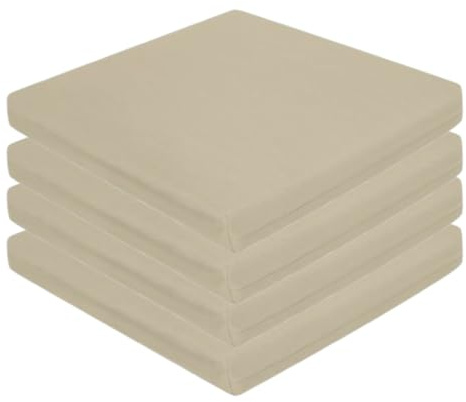 L S U Seat Pads Chair Cushion 5cm Thick Garden Patio Water Resistant Durable Removable Zipper Cover (BEIGE PK 4)