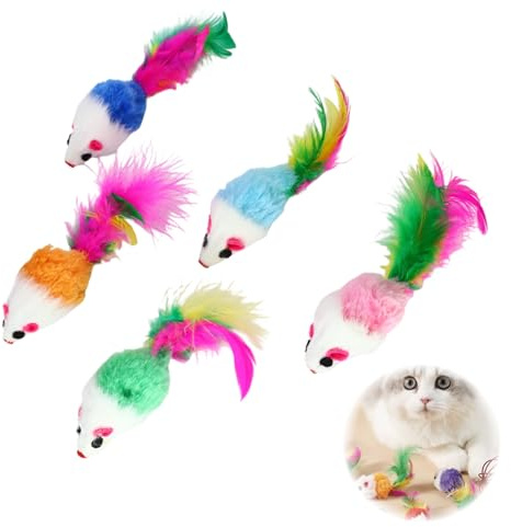 kwinfei 25Pcs Catnip Mouse Toys for Indoor Cats,Interactive Plush Catnip Mice in Assorted Colors for Kittens & Adult Cats, Non-Toxic Cotton & Plush, Safe Teeth-Cleaning & Chewing Play Cat Toy Set