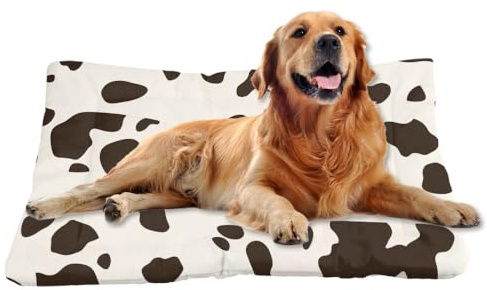 Nudoraw Hundebett Grosse Hunde,Hundekissen Grosse Hunde,Hundekörbchen,Hundebetten für Große Hund,Dog Bed,Katzenkissen,Hundekorb,Hundematte Waschbar,Hundebett Waschbar,Hundeliege,Kuh-Muster,91x61cm