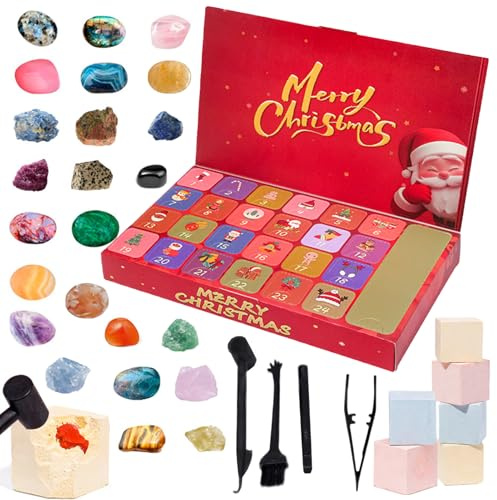 Adventskalender 2025, Edelsteine Ausgraben Für Kinder, 24 Stück Kristall Weihnachtskalender 2025, Ausgrabungsset Für Kinder, Steinsammlung Geschenke Für Junge Und Mädchen