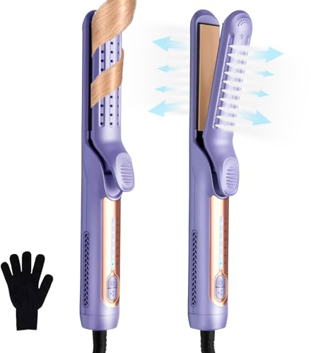 Raddrizzatore per capelli, Piastra in titanio, raddrizzatore per capelli professionale con raffreddamento rapido ad aria, piastra larga PTC, riscaldatore ultra veloce, temperature da 140 a 220 °C