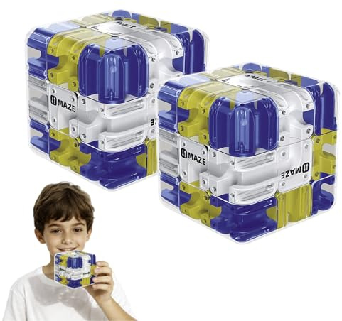 2 Stück 3D Labyrinth Puzzle Würfel, Logisches Labyrinth Kugel Puzzle Mit Rollenden Kugeln, Large 3D Puzzl Maze Cube, Interaktives Kugellabyrinth Spielzeug, Sensorisches Spielzeug