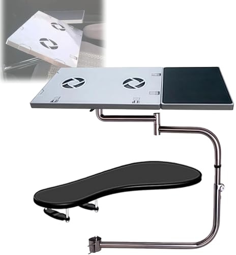 Justerbar ergonomisk tangentbordsbricka med 360° lutning och stolklämma för förbättrad komfort och produktivitet