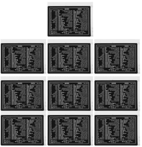 PRETYZOOM Pegatinas para Teclado de Vinilo Laminado sin Residuo, 10 Unidades Personalizadas para Portátil y Ordenador, Guía de Atajos Básica para Uso en Oficina y Hogar