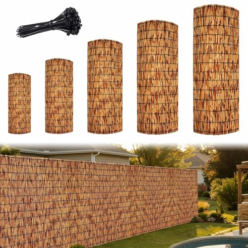 Rouleau De Clôture En Bambou Canisse Brise Vue En Roseau Naturel for Terrasse Clôture D'intimité Cloture Jardin Exterieur Grillage Paravent for Balcon Facile À Installer(Carbonized,110x1000cm)